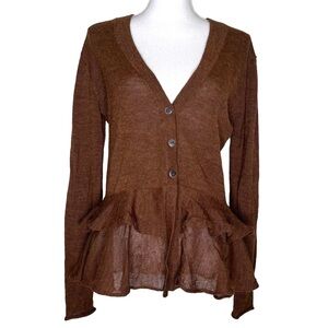 NWT Peruvian Connection Alpaca Wool Ruffle Hem Cardigan Sz. M, Boho